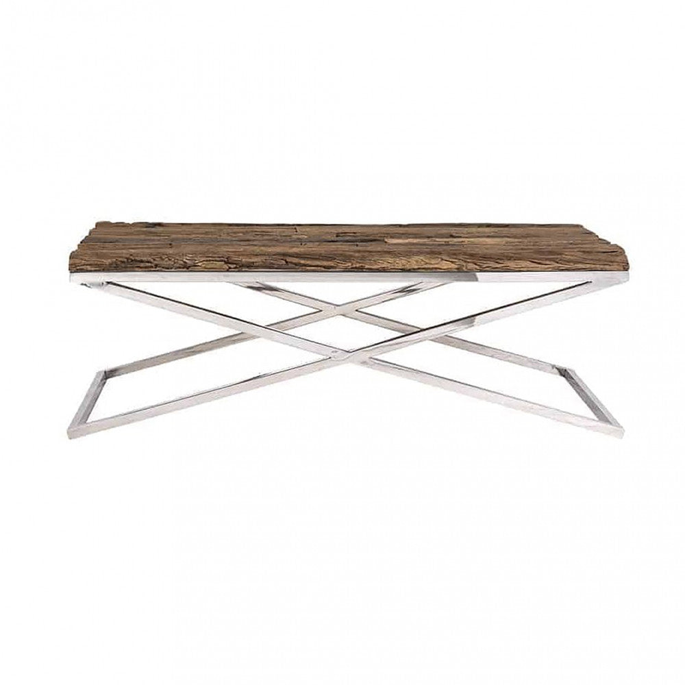 Tavolino rettangolare in legno 70x130xH45 cm per salotto Norris
