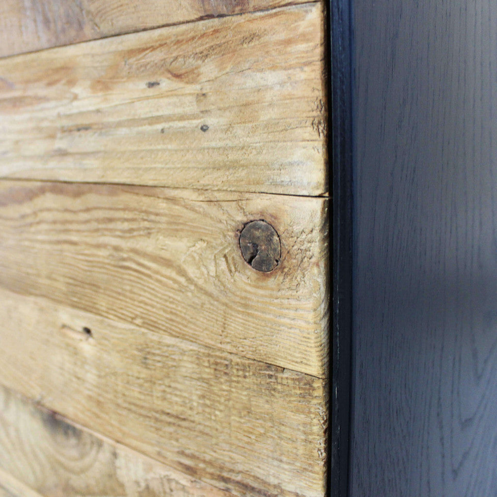 Mobile in legno di pino riciclato naturale con 3 cassetti e 2 ante 150x48xH76 cm Devin