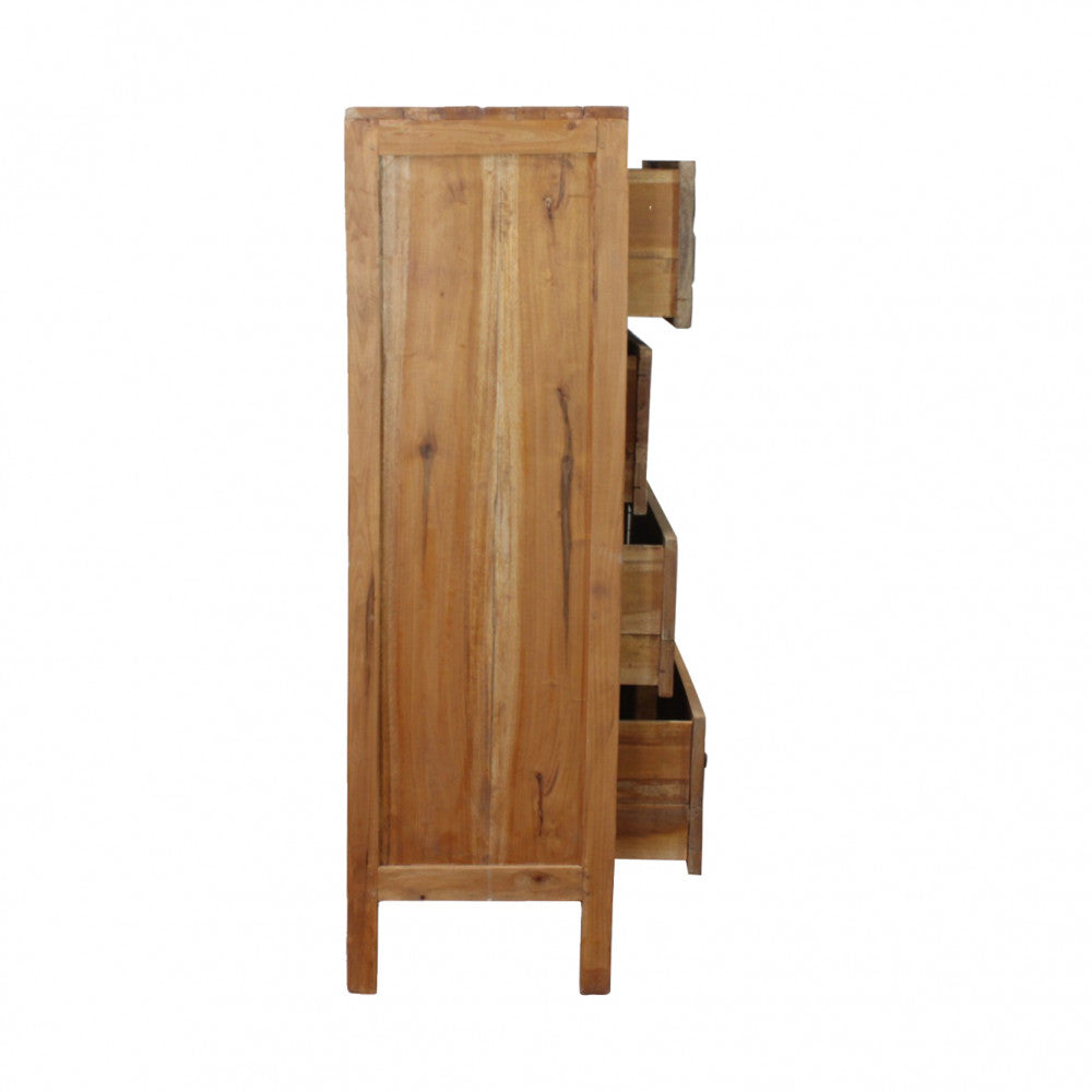 Mobiletto comodino in legno riciclato con 4 cassetti 70x40x130 cm
