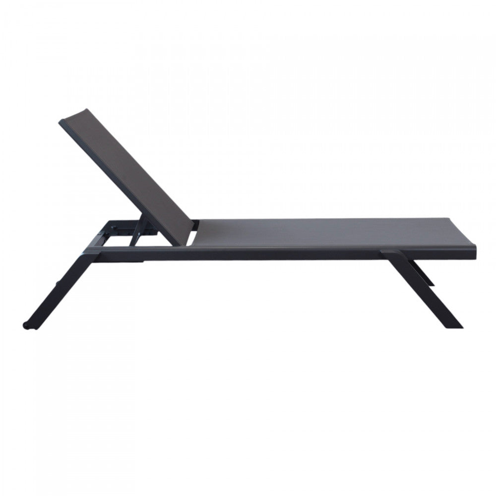 Lettino prendisole da giardino con struttura in alluminio antracite e rivestimento in texilene 198x72xH35.5 cm Solaria