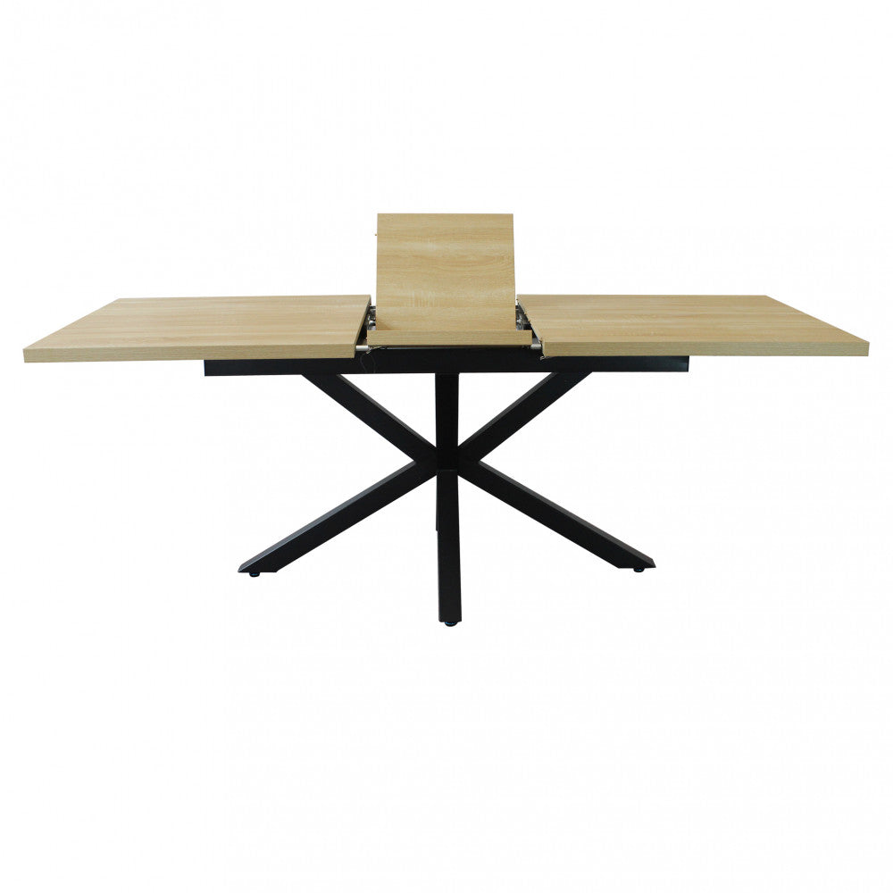 Tavolo allungabile con struttura in metallo nero e marrone con piano in mdf 90x160/200xH75 cm Gariè