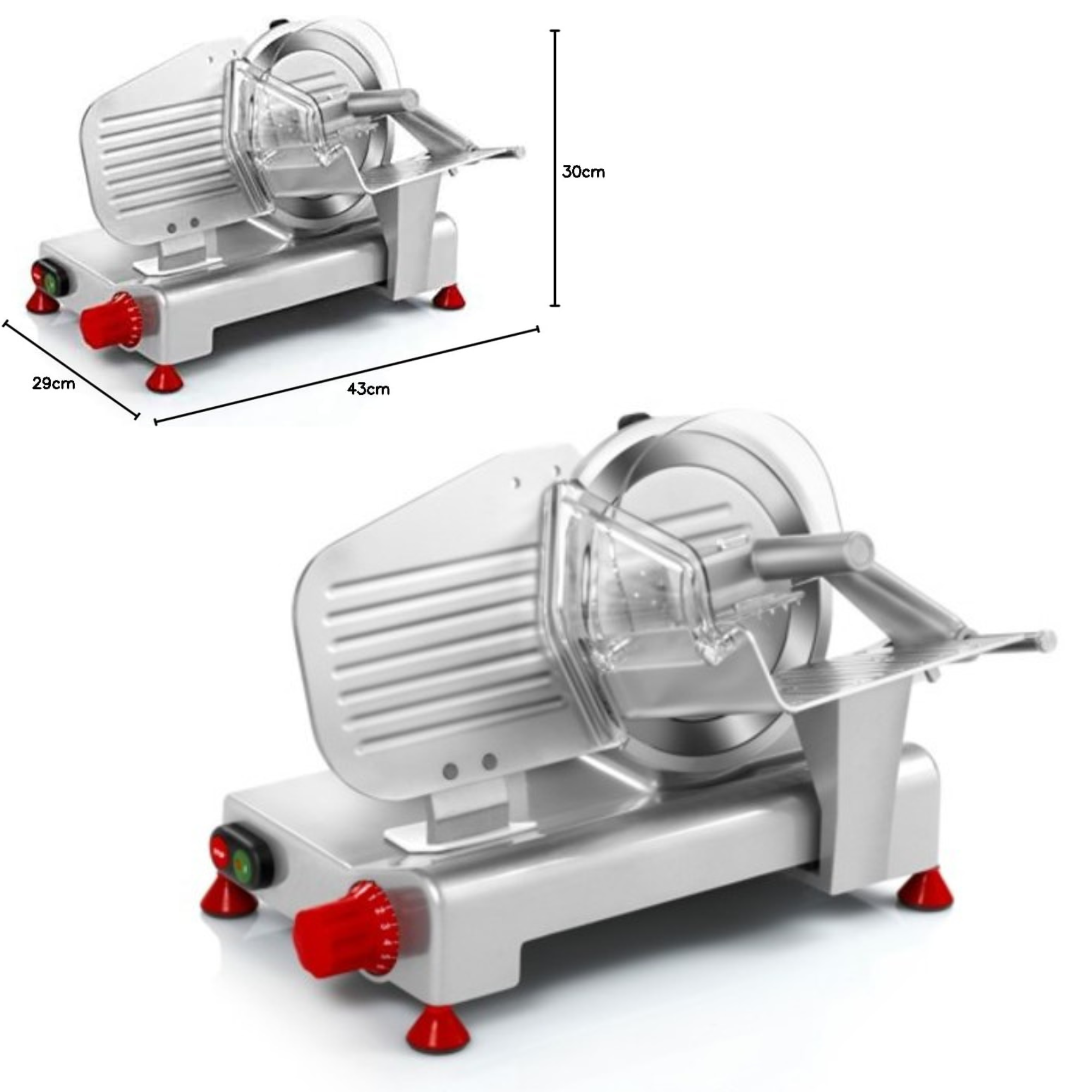 Affettatrice lama 195 mm struttura in alluminio motore 110 watt per salumi carni formaggi pane taglio fino a 15 mm Domus 195 Tre Spade