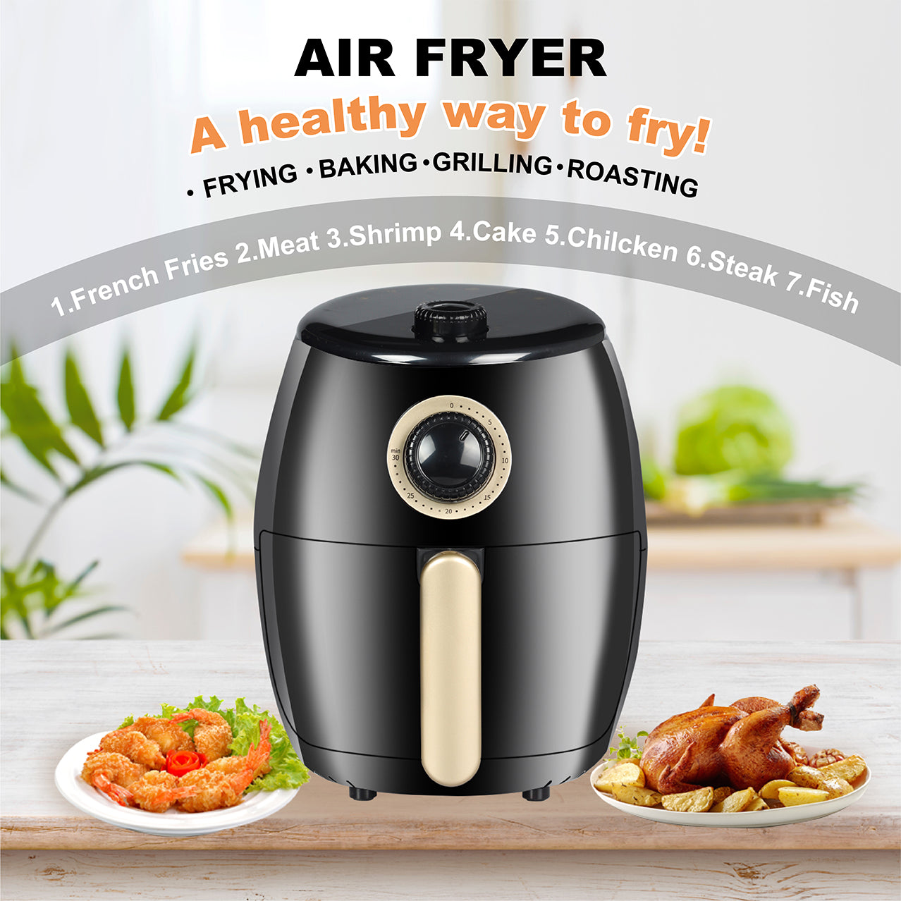 Friggitrice ad aria 2 litri con cesto anti aderente 1000 watt Eldorada Ardes AR1K32