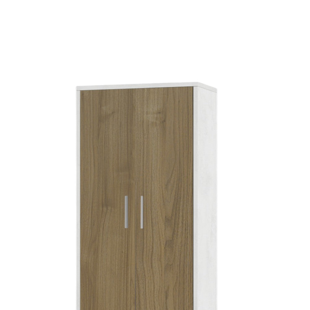 Armadio moderno due ante due cassetti colore marrone mdf dimensioni 71x41x182 cm elegante design casa arredamento contenitore