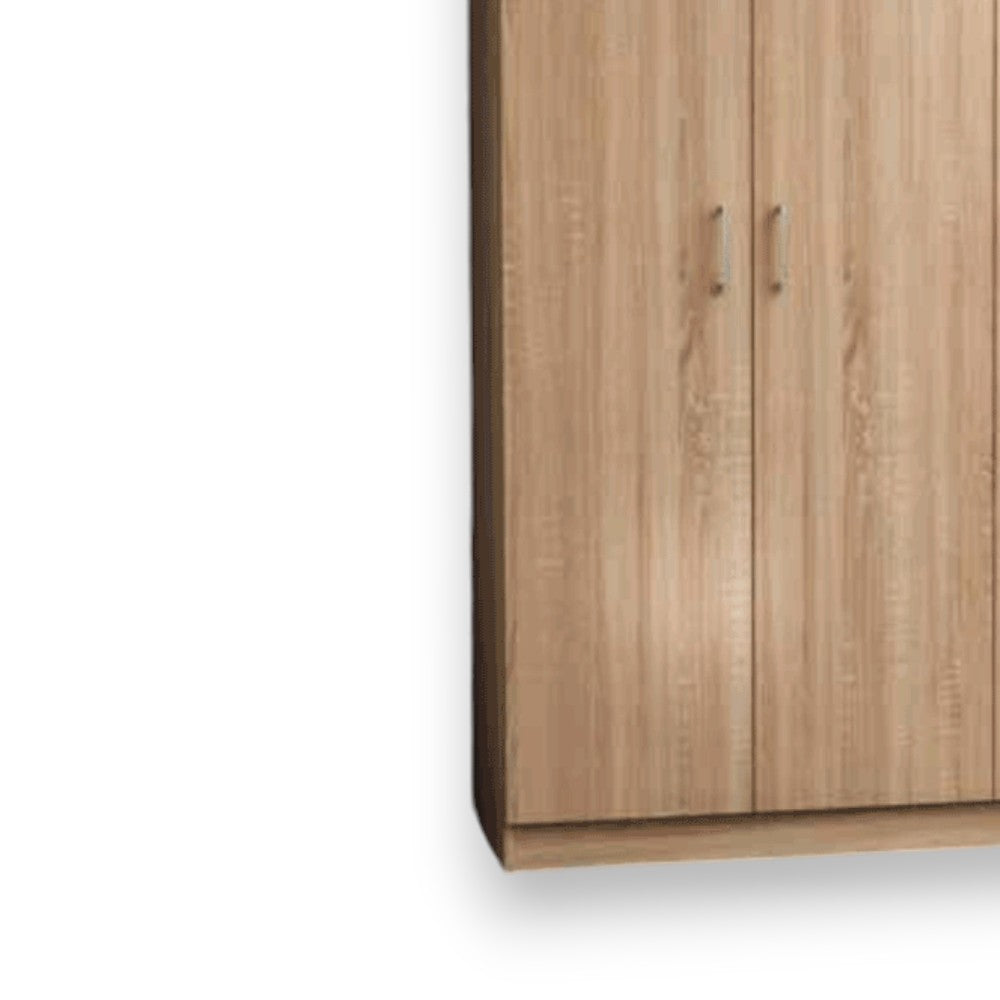 Armadio guardaroba tre ante legno quercia chiaro con ripiano interno e tubo appendiabiti cm 120x45x185h