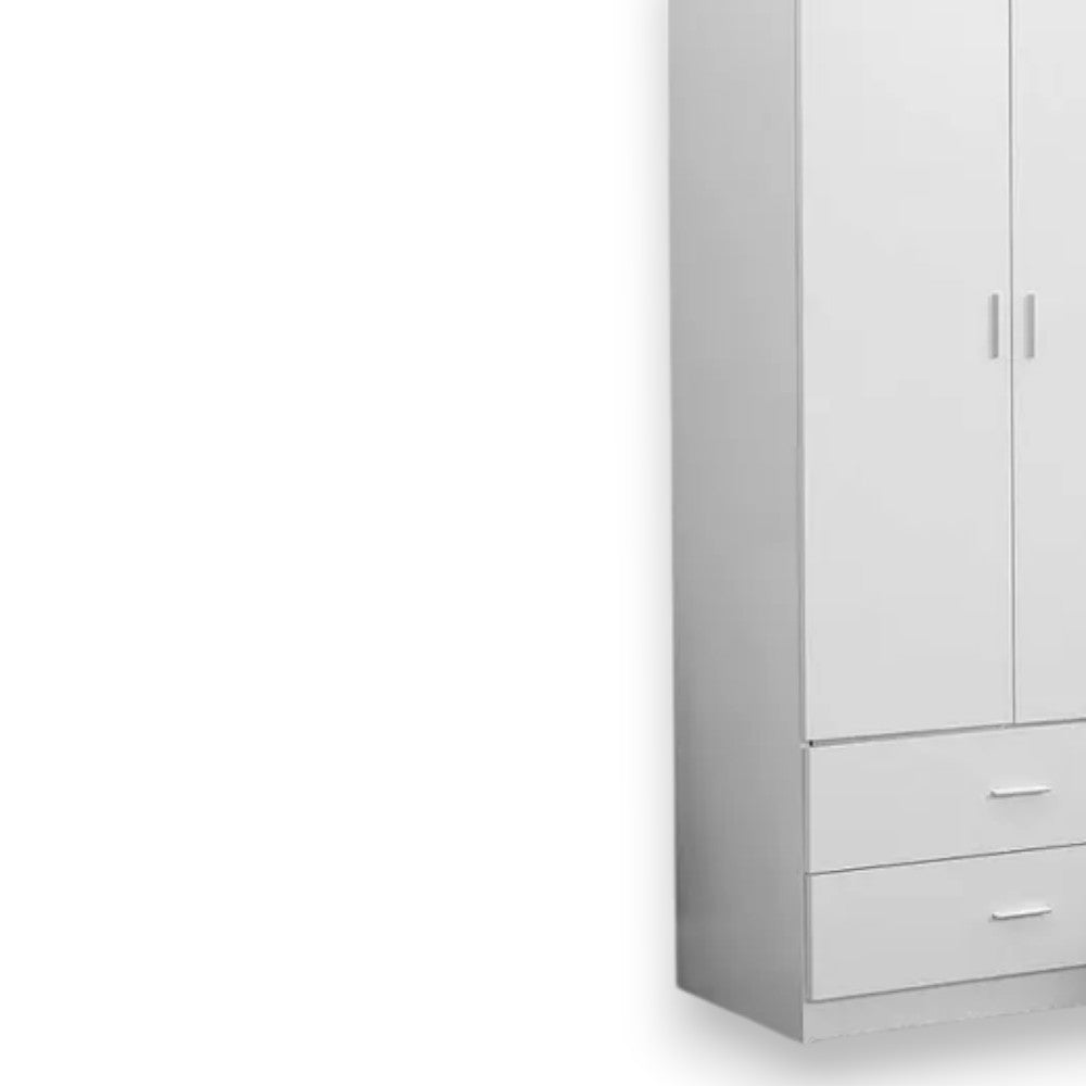 Armadio due ante due cassetti ripiani interni tubo appendiabiti bianco 80x52x190h in truciolare nobilitato