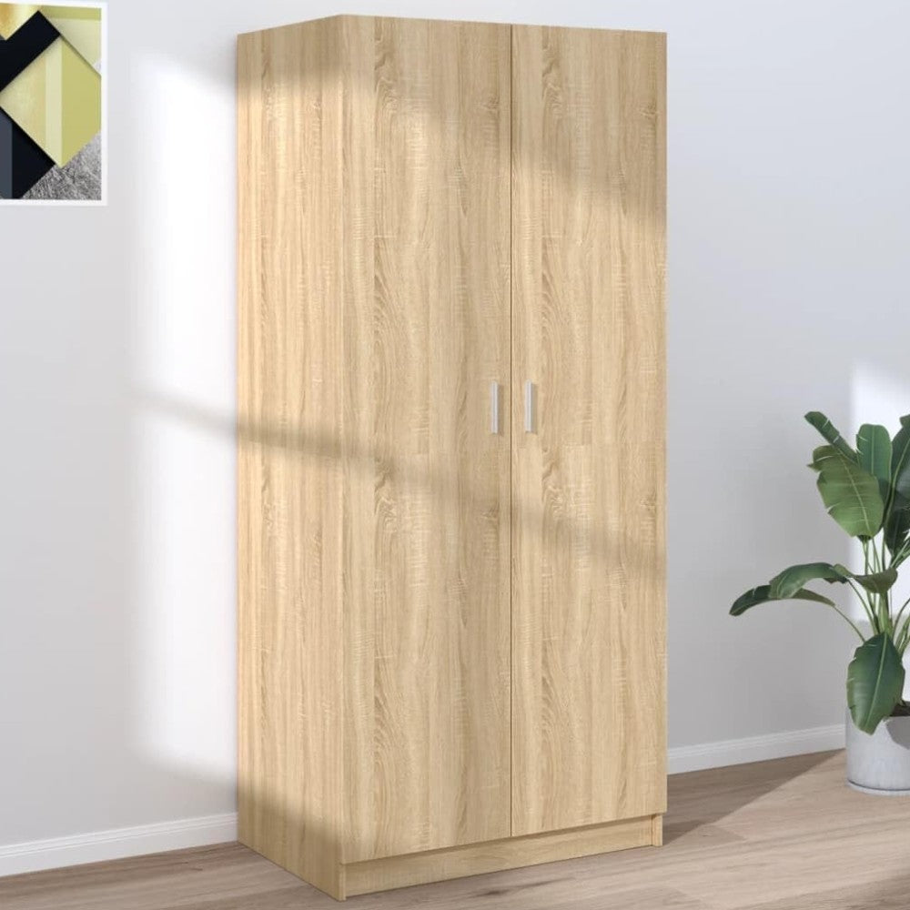 Armadio due ante quercia chiaro 80x52x190 cm truciolare melaminico antigraffio con appendiabiti e ripiano