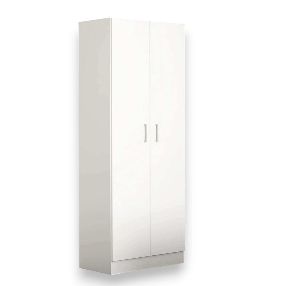 Armadio due ante bianco 80x52x190h truciolare melaminico antigraffio tubo appendiabiti ripiano interno