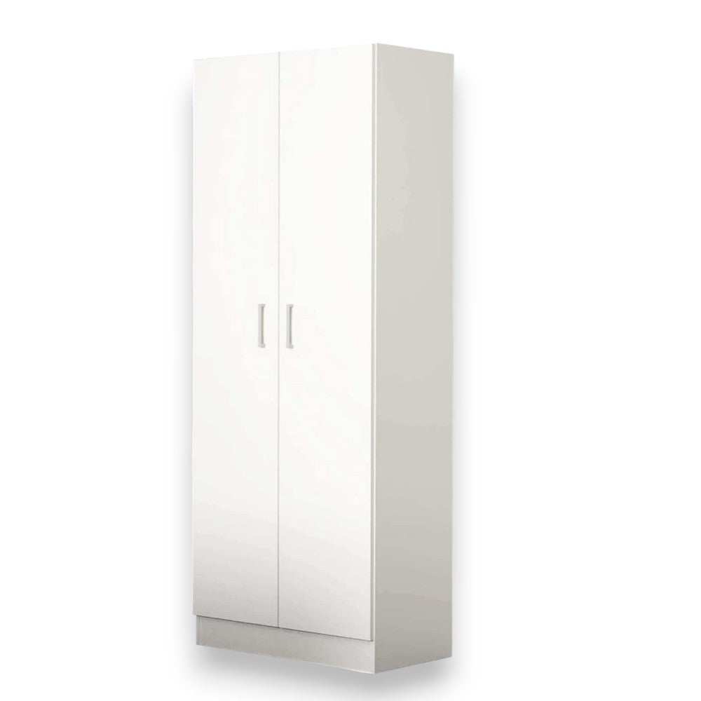 Armadio due ante bianco 80x52x190h truciolare melaminico antigraffio tubo appendiabiti ripiano interno