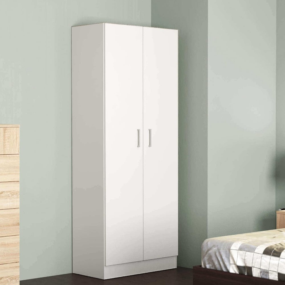 Armadio due ante bianco 80x52x190h truciolare melaminico antigraffio tubo appendiabiti ripiano interno