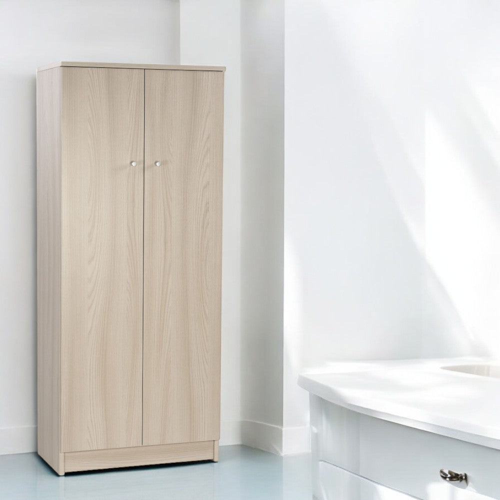 Armadio due ante kit eucalipto marrone in MDF dimensioni 62x34x105 cm soluzione salvaspazio per interno ed esterno