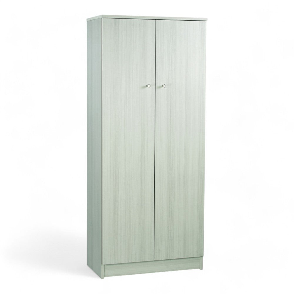 Armadietto a due ante bianco liscio MDF portaoggetti salvaspazio per casa ufficio cm 62x34x105 elegante e funzionale
