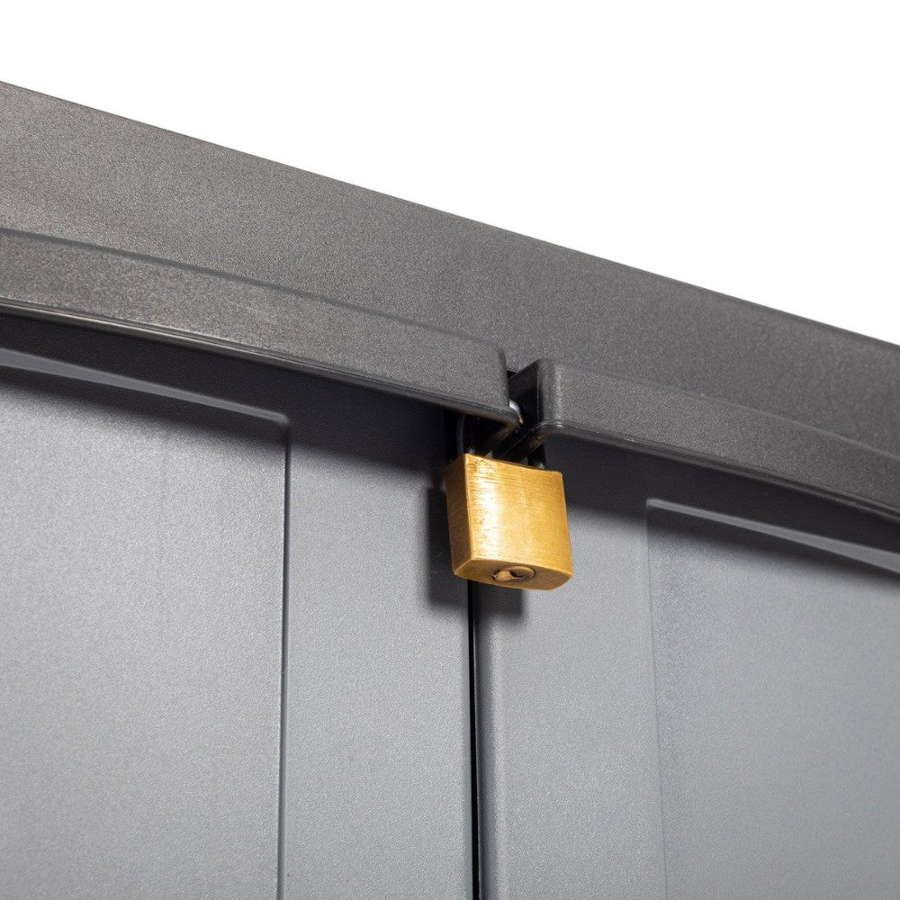 Armadio basso a 2 ante con ripiano regolabile in altezza resistente ai raggi UV per interni lucchettabile nero grigio