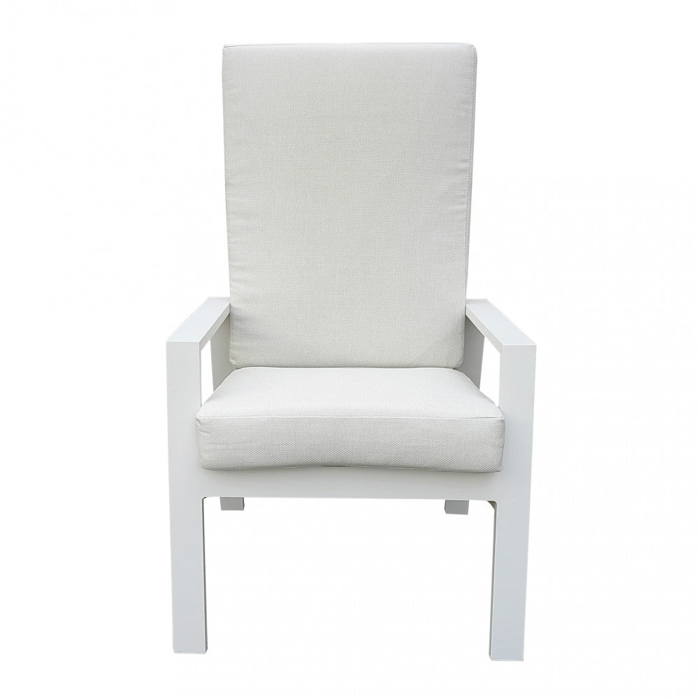 Poltrona da giardino in alluminio bianco con cuscini imbottiti e schienale reclinabile Nixa