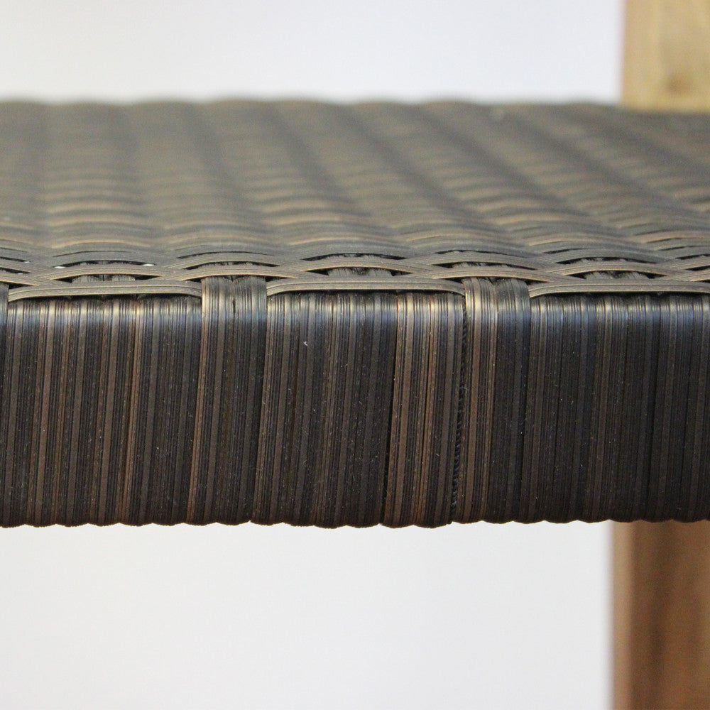 Sedia Impilabile in legno teak rivestita in corda nero e marrone 55x55xH88 cm Delik