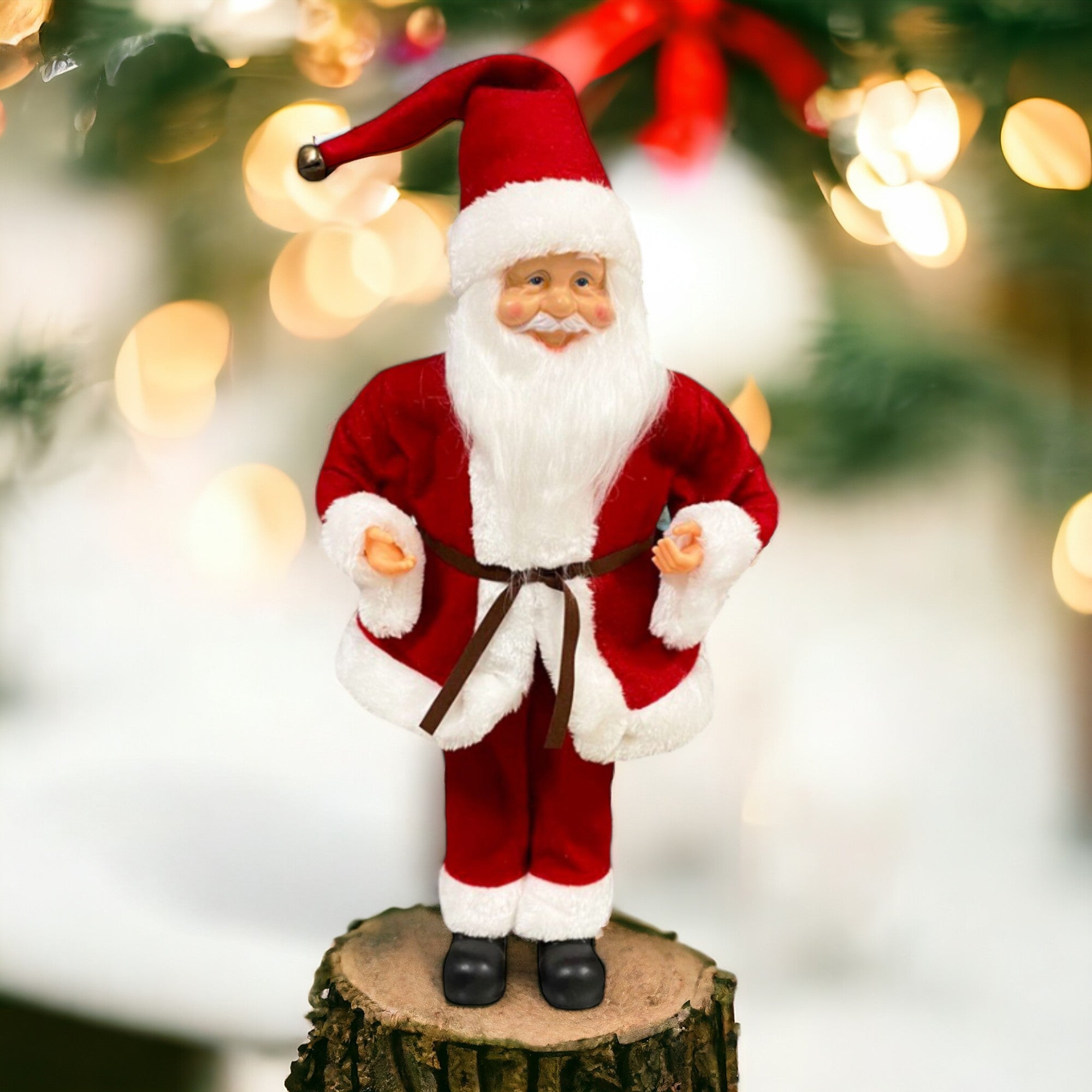 Statuina babbo natale con carillon decorativo natalizio altezza 45 cm per addobbi a tema natalizio e arredamento festivo