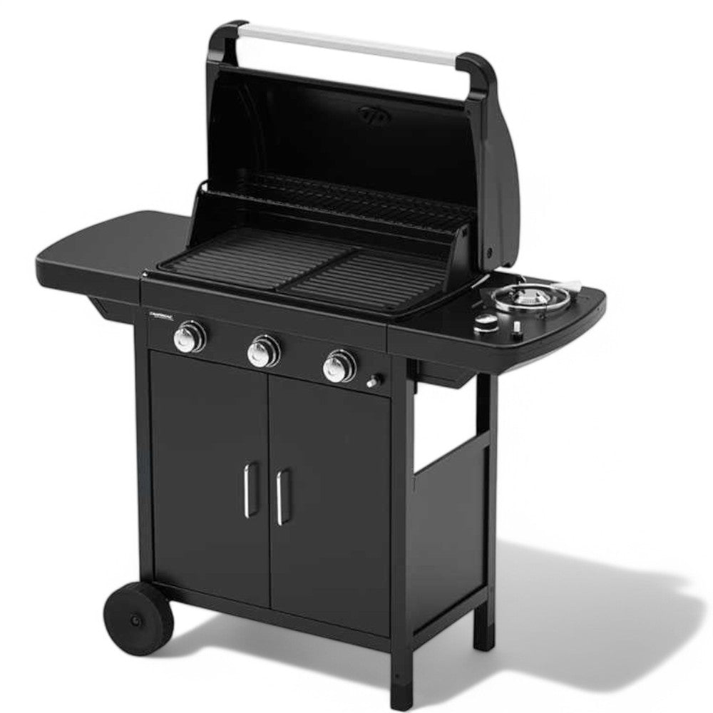 Barbecue a gas 9.6 Kw con accensione piezo in acciaio a 3 fuochi 108x53xH108 cm Compact 3 LS