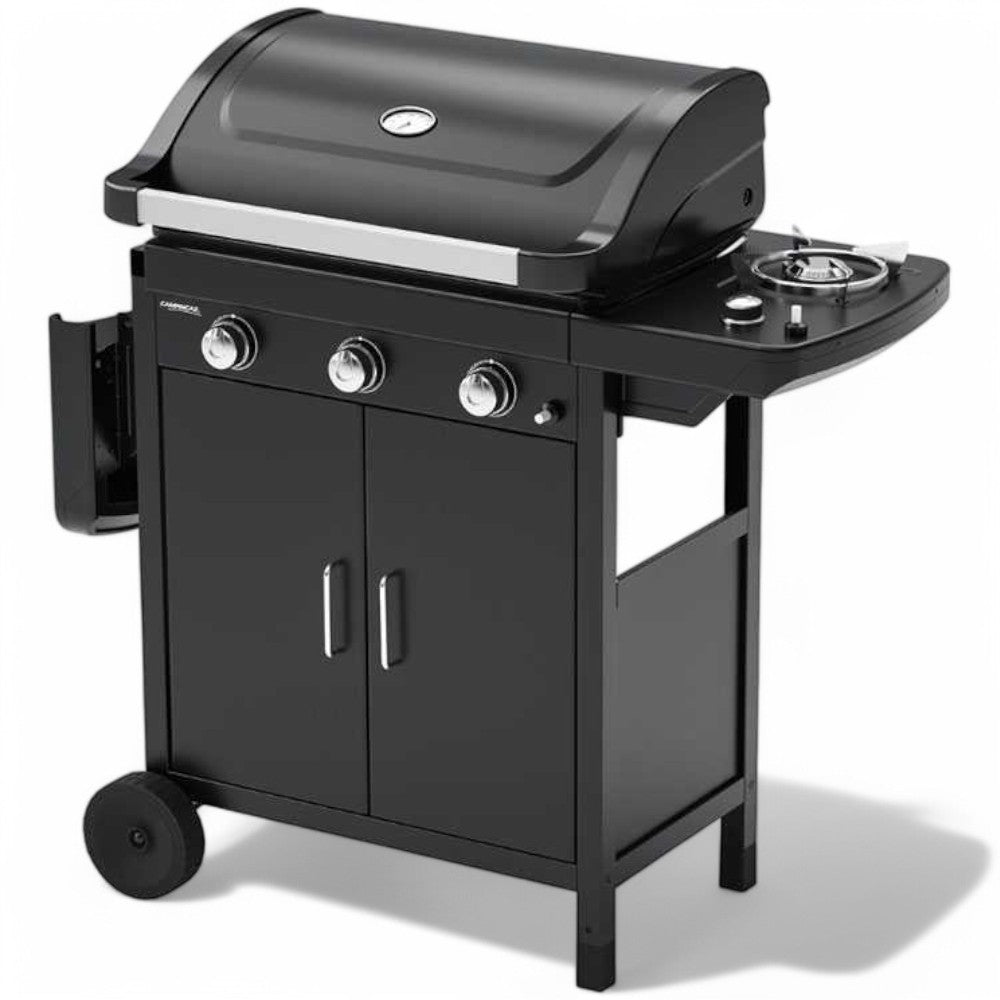 Barbecue a gas 9.6 Kw con accensione piezo in acciaio a 3 fuochi 108x53xH108 cm Compact 3 LS