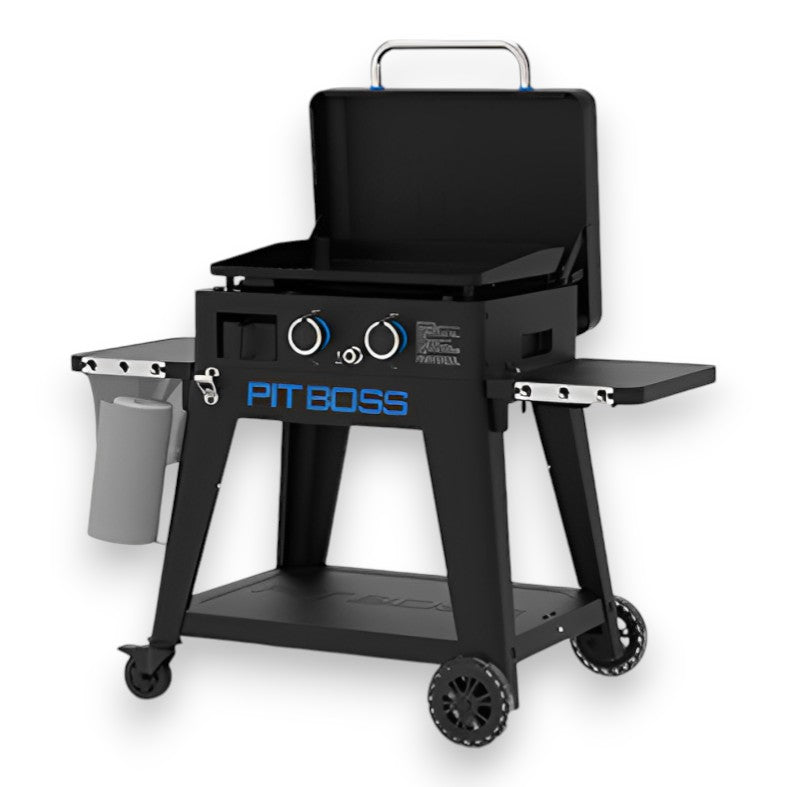 Barbecue plancha a gas 2 fuochi con rialzo di appoggio e ruote portatile da campeggio Ultimate Plancha