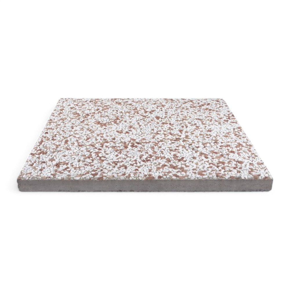 Set 4 piastre base per ombrellone e pavimentazione esterna bianco carrara misto rosso 50x50x3,7 cm 85 KG