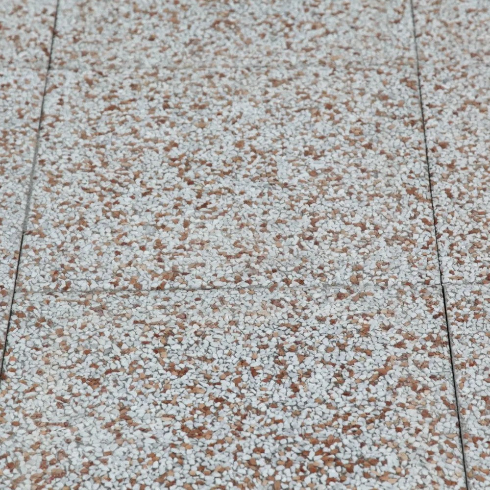 Set 4 piastre base per ombrellone e pavimentazione esterna bianco carrara misto rosso 50x50x3,7 cm 85 KG