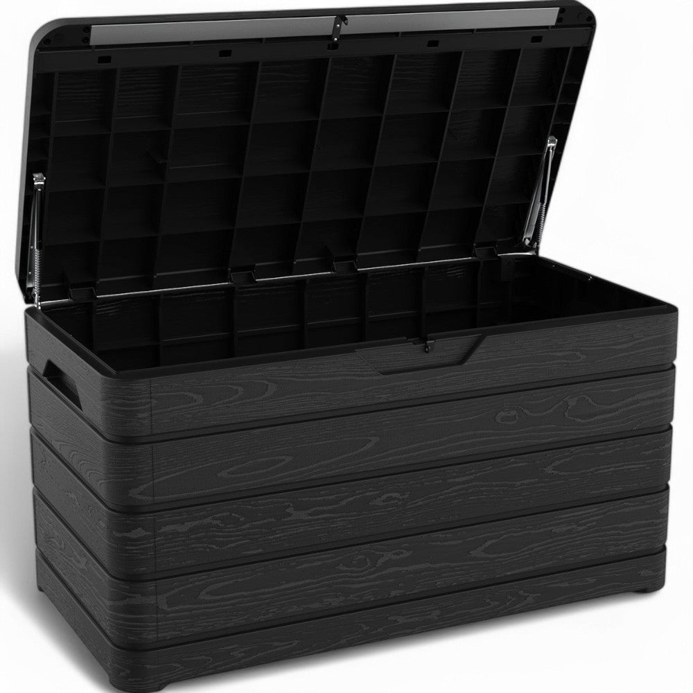 Baule 120x60xH64 cm cassapanca multiuso in resina effetto legno dolomiti 410 lt.