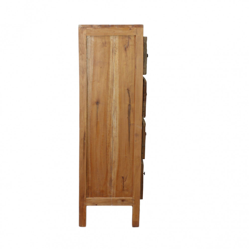 Mobiletto comodino in legno riciclato con 4 cassetti 70x40x130 cm