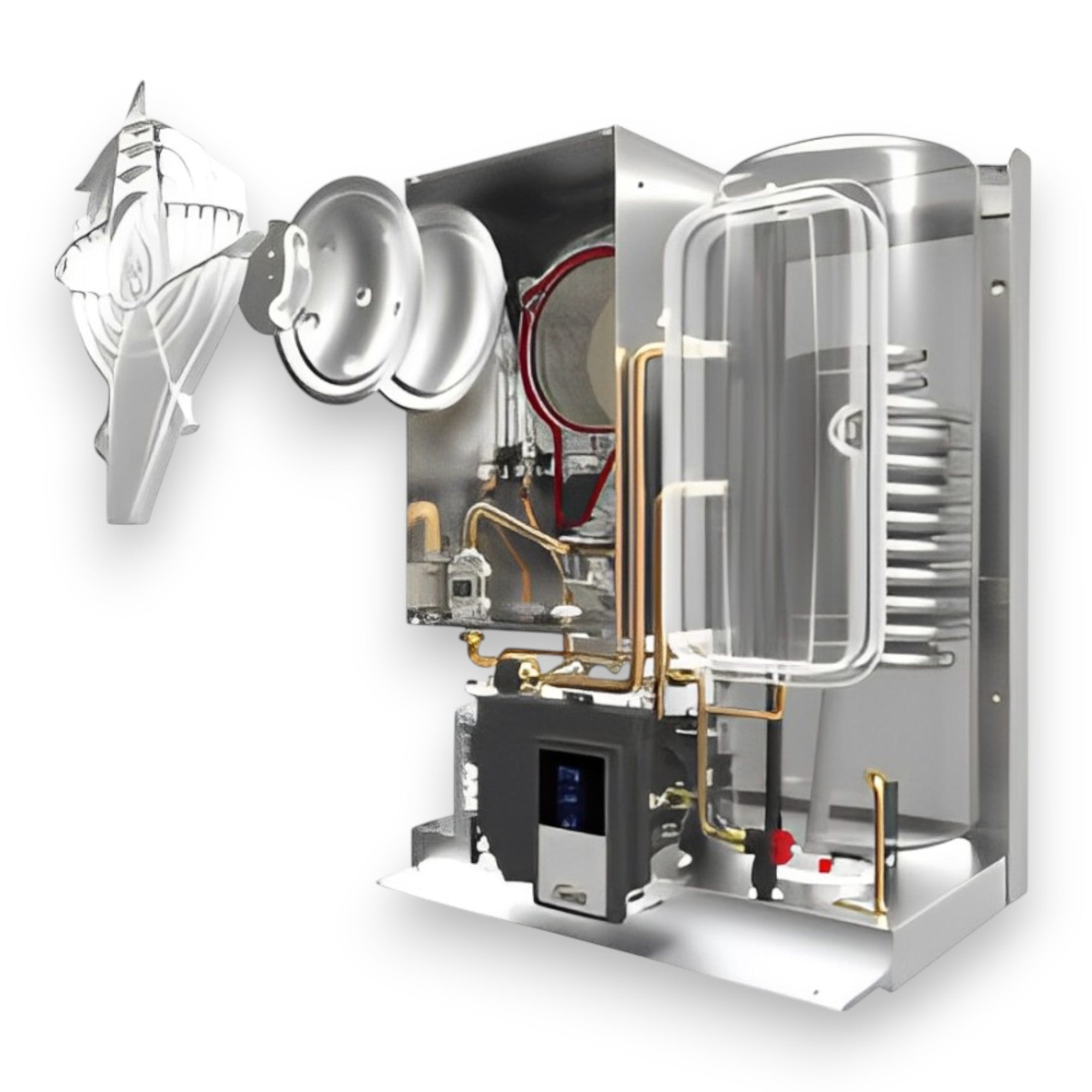 Caldaia gas a condensazione 28 Kw A con accumulo per acqua sanitaria 50 litri metano 60x44xH80 cm HBLUEHELIX RRT K 50