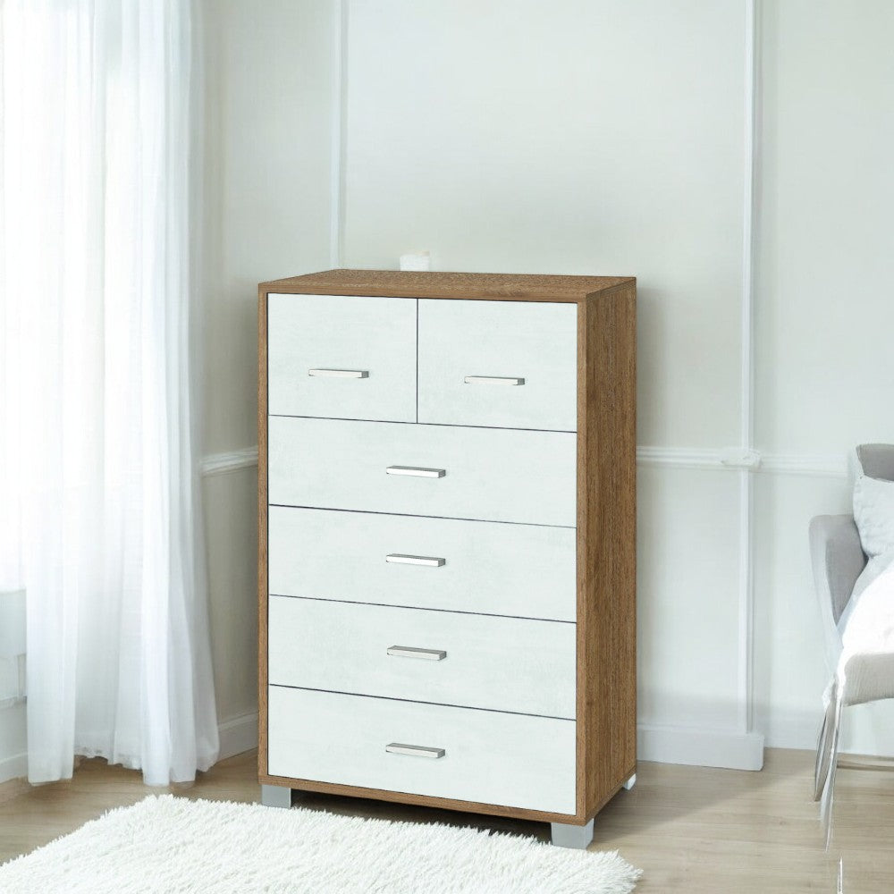Mobile cassettiera 6 cassetti salvaspazio legno MDF colore bianco dimensioni 70x41x112 cm ideale per camera da letto