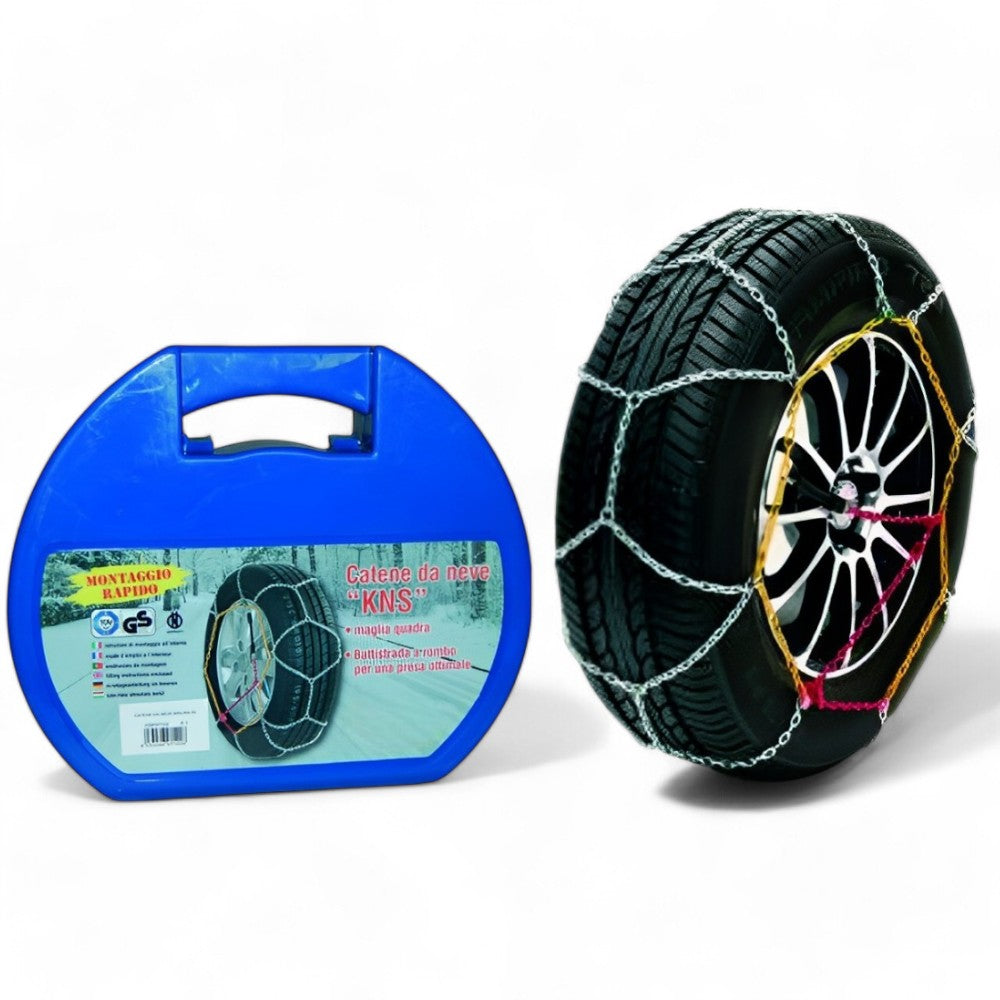 Catene da neve 9 mm misure pneumatici compatibili auto fino 18 pollici omologate maglia quadra per neve e ghiaccio