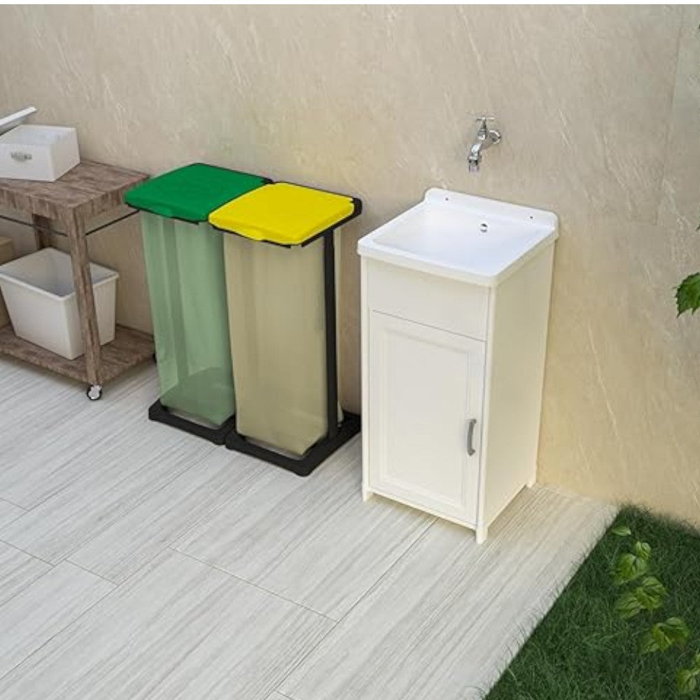 Lavatoio bagno a muro e struttura in resina per esterno e interno 40x40xH78 cm