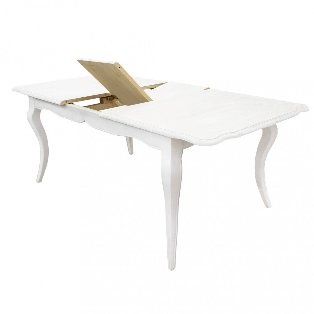 Tavolo allungabile da interno 160/200x100 cm con struttura in legno bianco Jessy