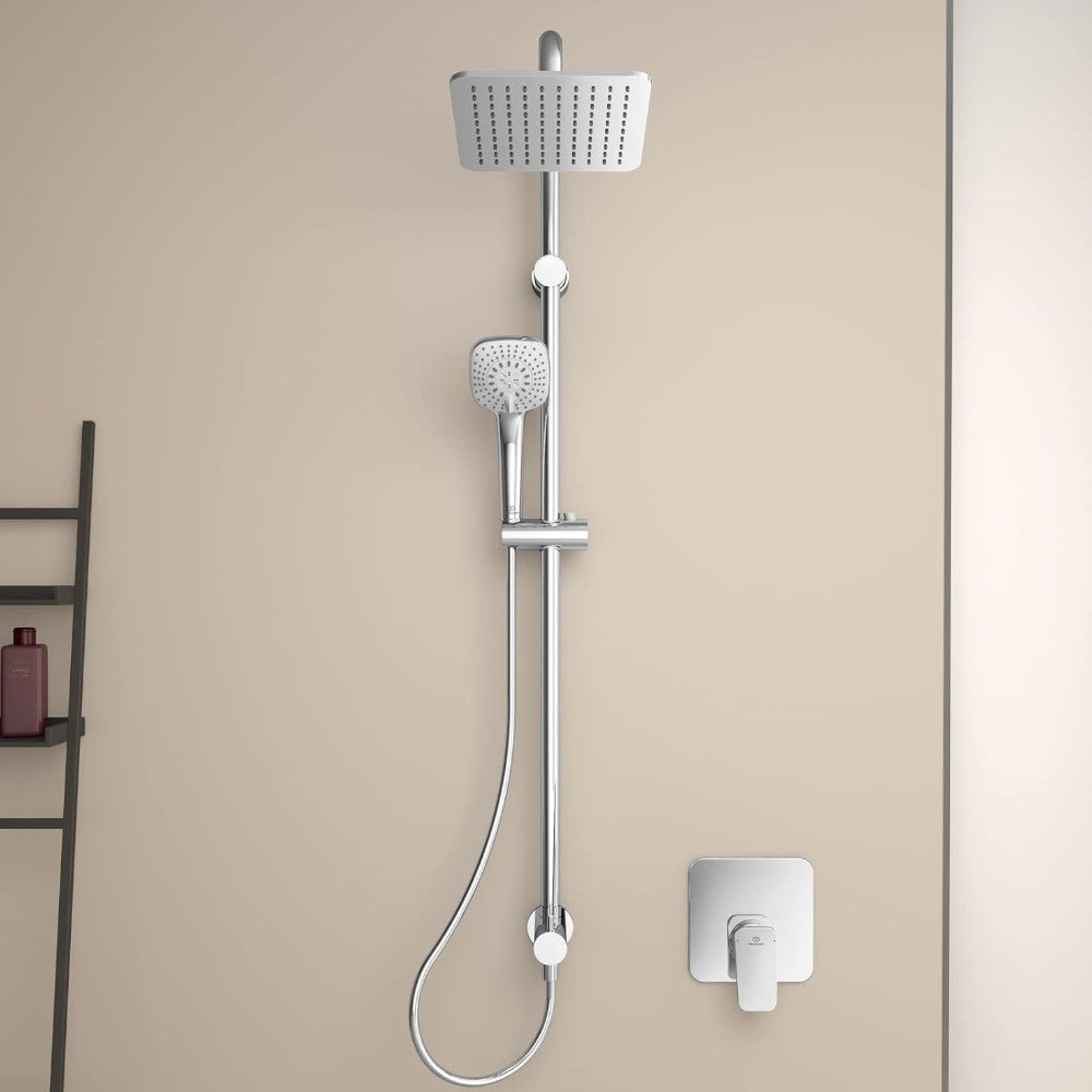 Colonna doccia cromata con soffione grande e doccino con getto regolabile Luxury
