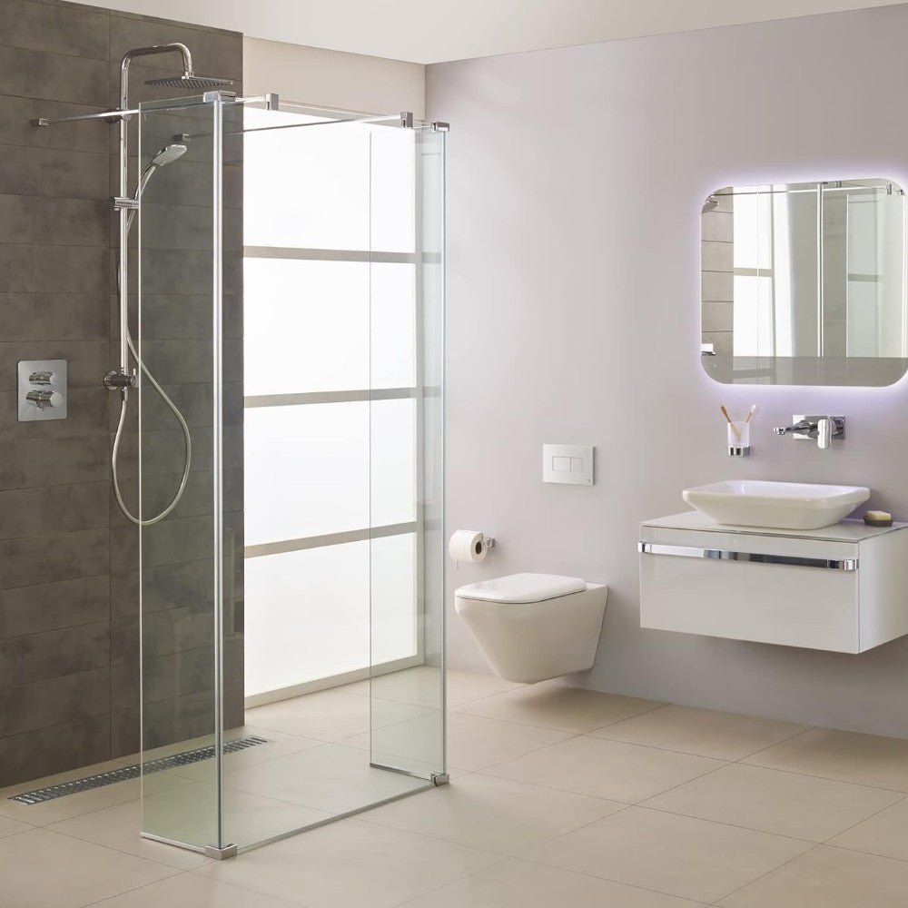 Colonna doccia cromata con soffione grande e doccino con getto regolabile Luxury