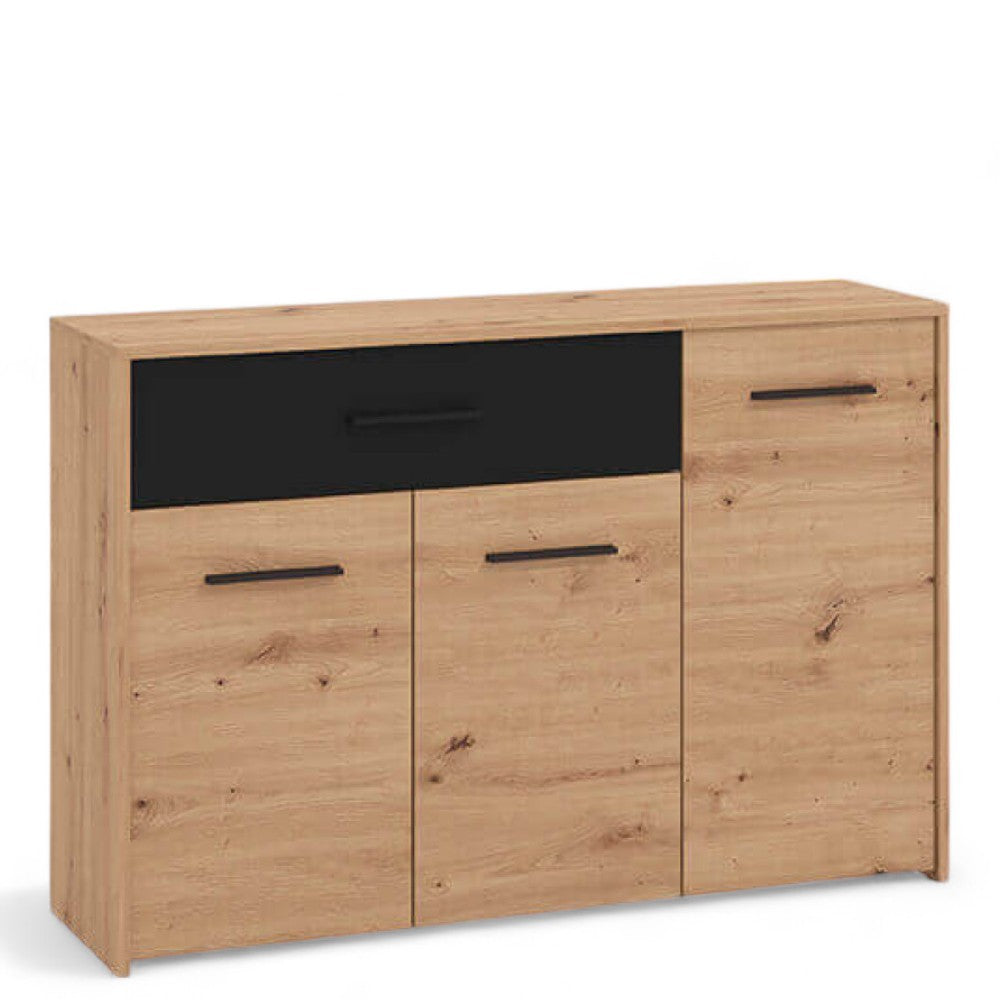 comò ampio rovere artigiano e grigio grafite moderno in truciolare bilaminato per camera da letto design versatile e robusto