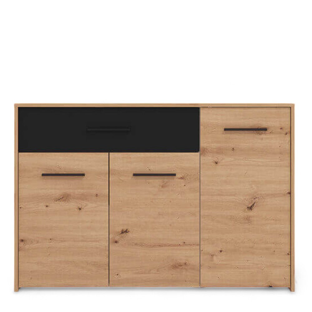 comò ampio rovere artigiano e grigio grafite moderno in truciolare bilaminato per camera da letto design versatile e robusto