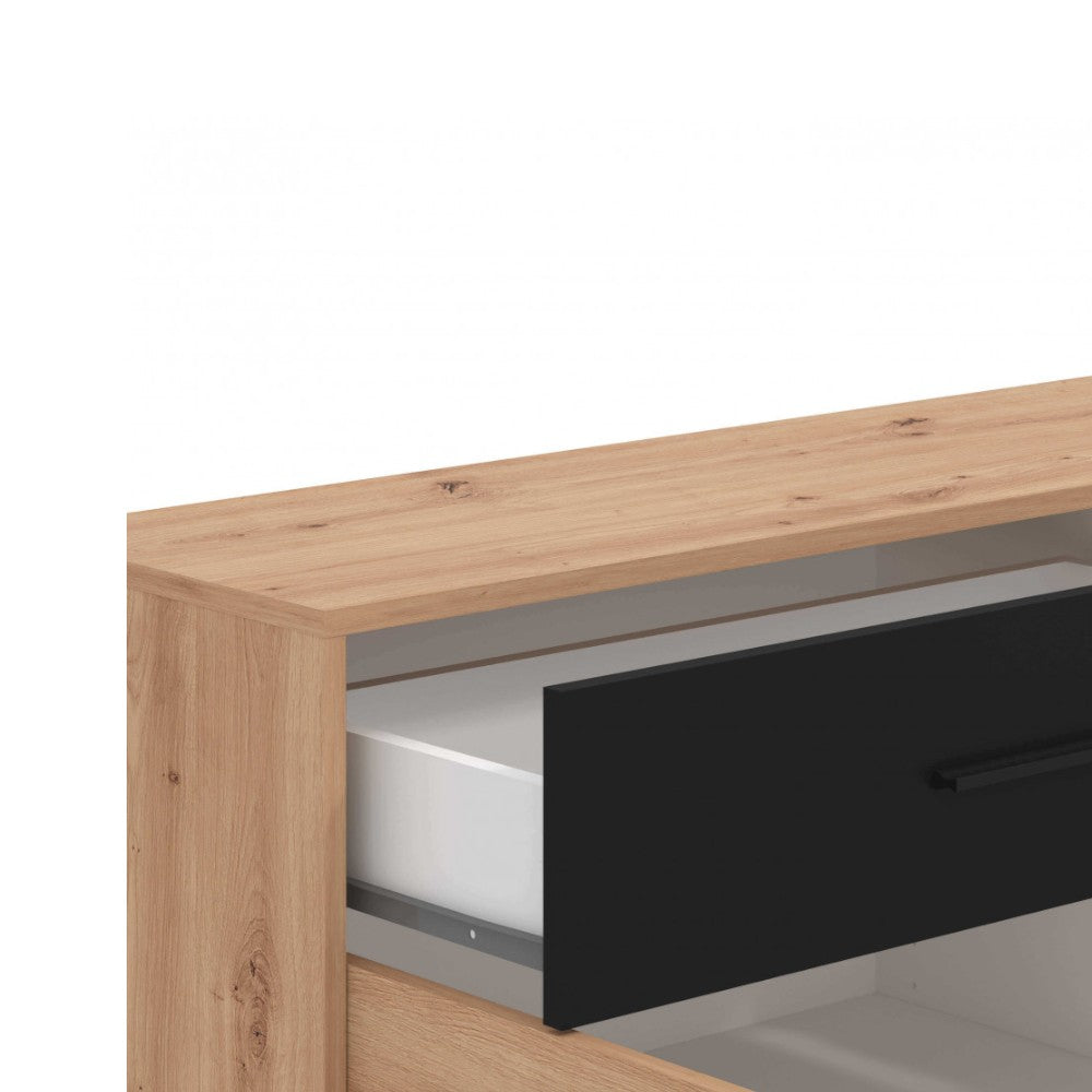 comò ampio rovere artigiano e grigio grafite moderno in truciolare bilaminato per camera da letto design versatile e robusto