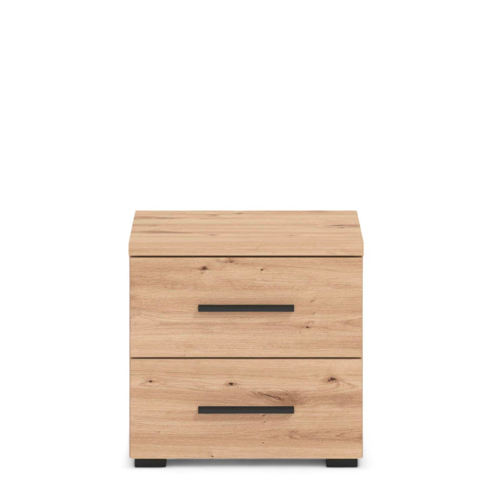 Comodino design moderno in rovere chiaro con truciolare bilaminato compatto e pratico per la camera da letto 44x33x43 cm