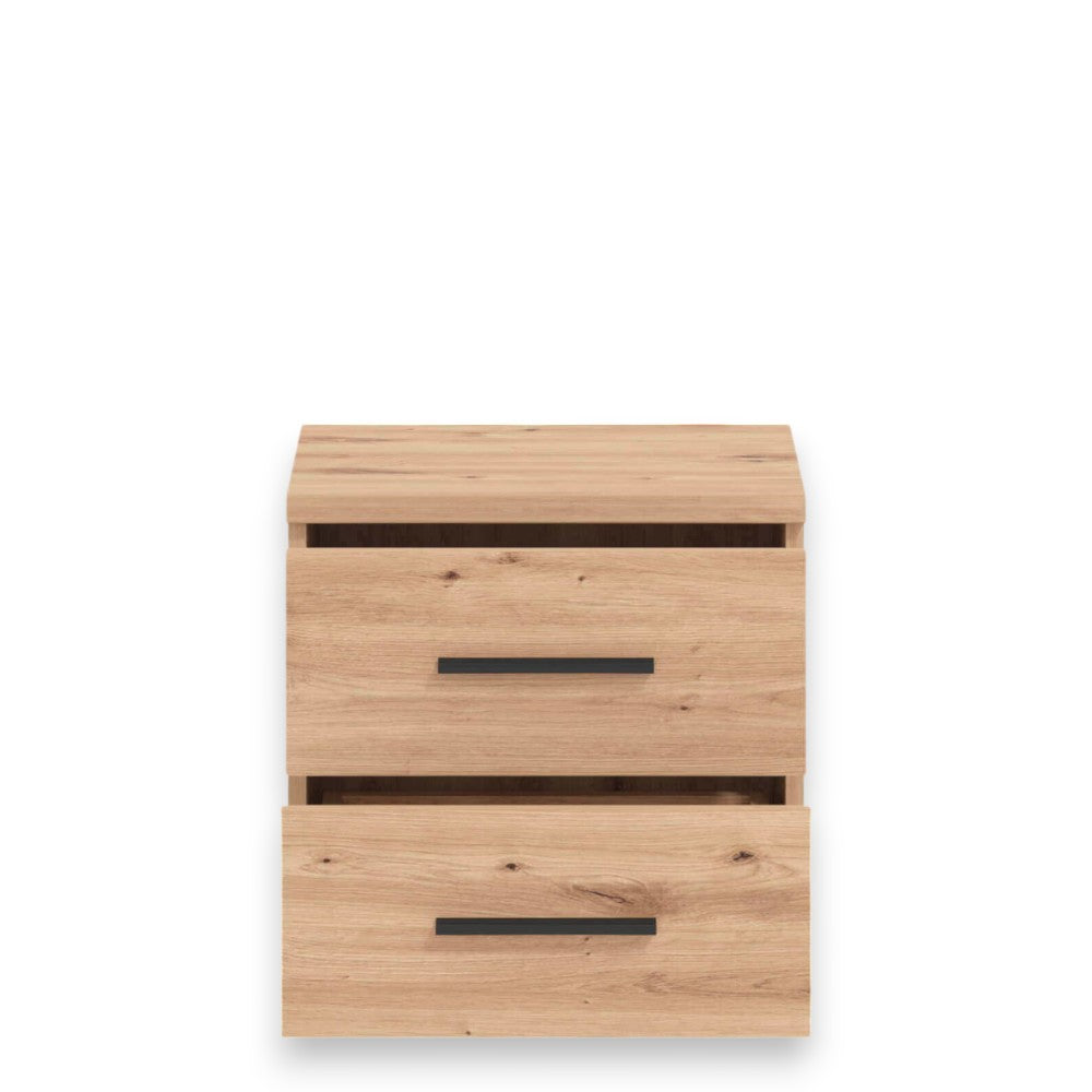 Comodino design moderno in rovere chiaro con truciolare bilaminato compatto e pratico per la camera da letto 44x33x43 cm