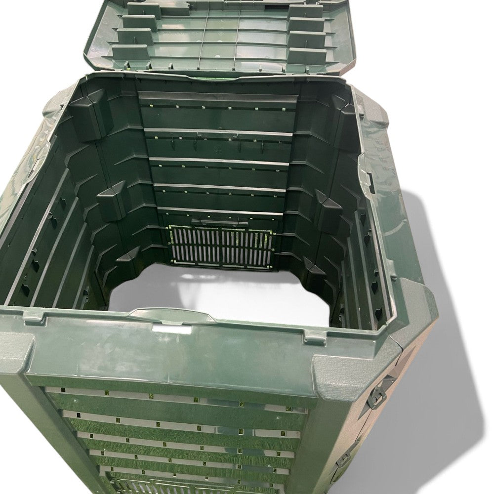 Compostiera da giardino in polipropilene verde 380 litri facile montaggio per rifiuti organici e compostaggio eco-friendly