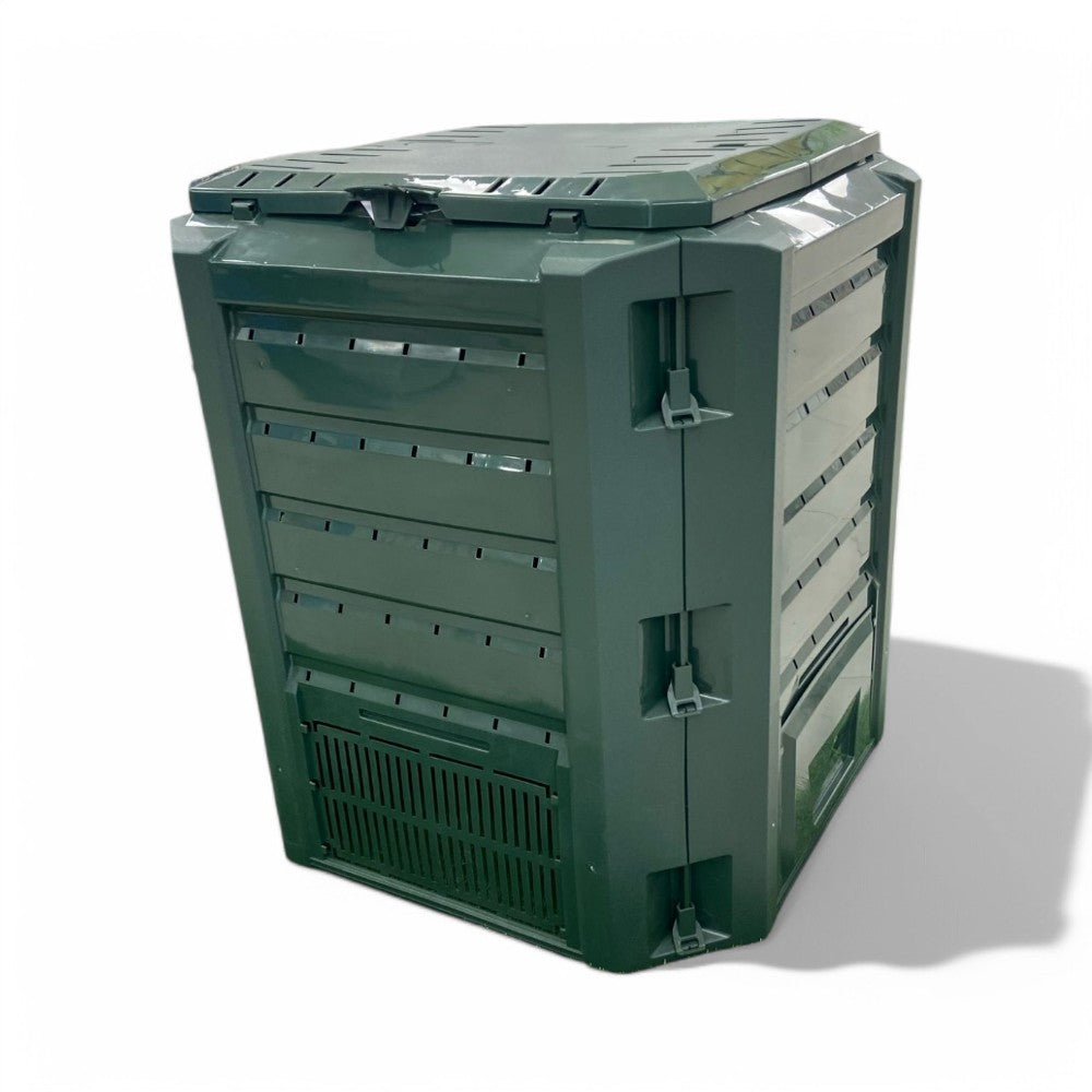 Compostiera da giardino in polipropilene verde 380 litri facile montaggio per rifiuti organici e compostaggio eco-friendly