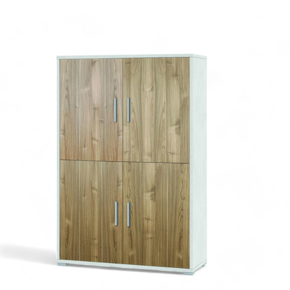 Mobile soggiorno 4 ante ossido bianco noce stelvio credenza moderna legno MDF 108x41x161 cm marrone