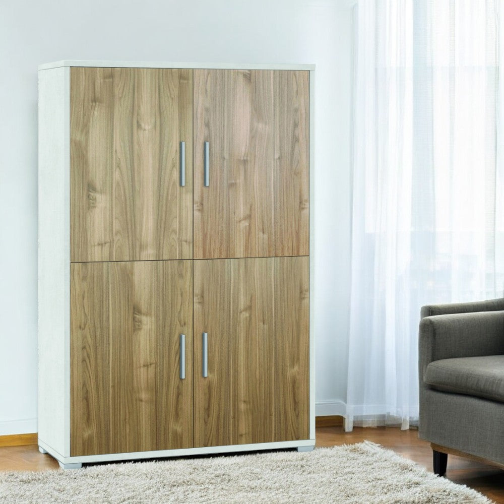 Mobile soggiorno 4 ante ossido bianco noce stelvio credenza moderna legno MDF 108x41x161 cm marrone