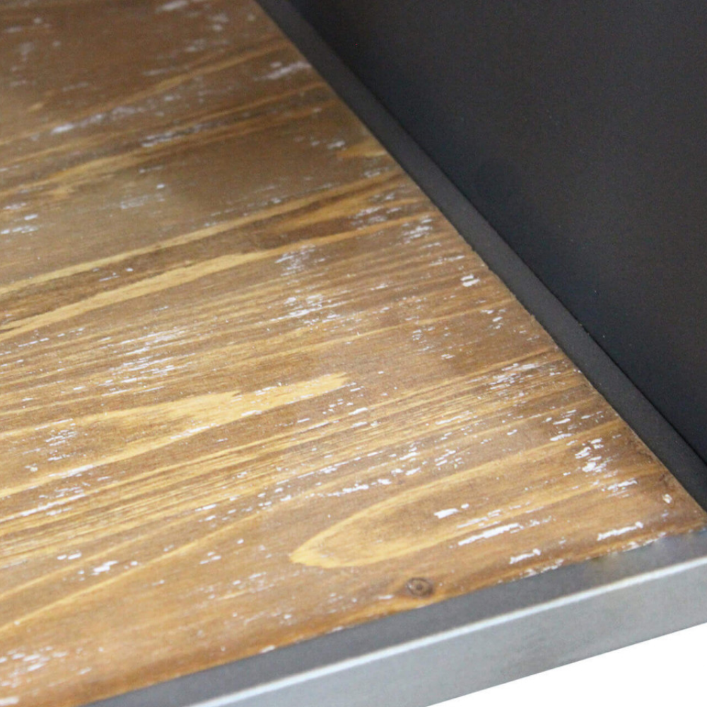 Mobile in legno e acciaio multiuso con ripiani e cassetti 124x39,5xH80 cm