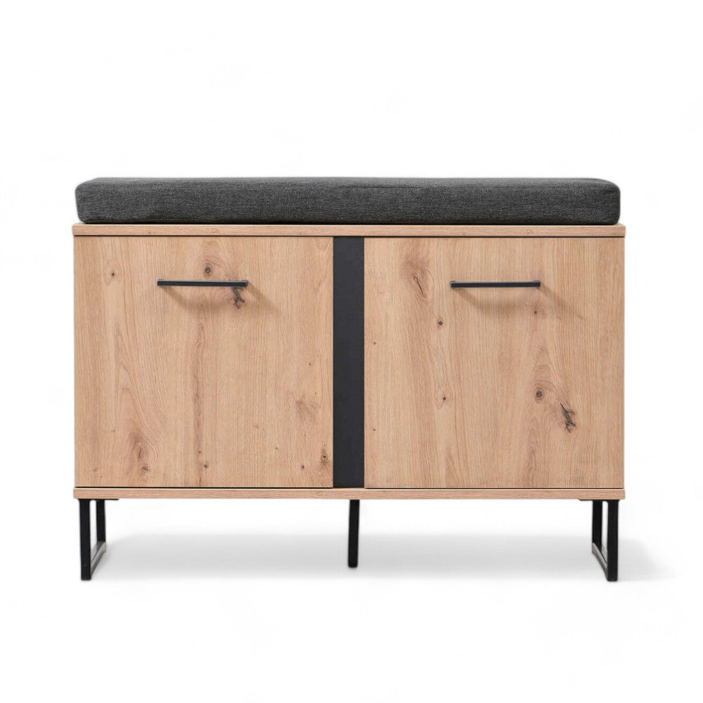 Ingresso in truciolare bilaminato rovere chiaro design moderno con ripiani e spazio contenitore elegante e funzionale