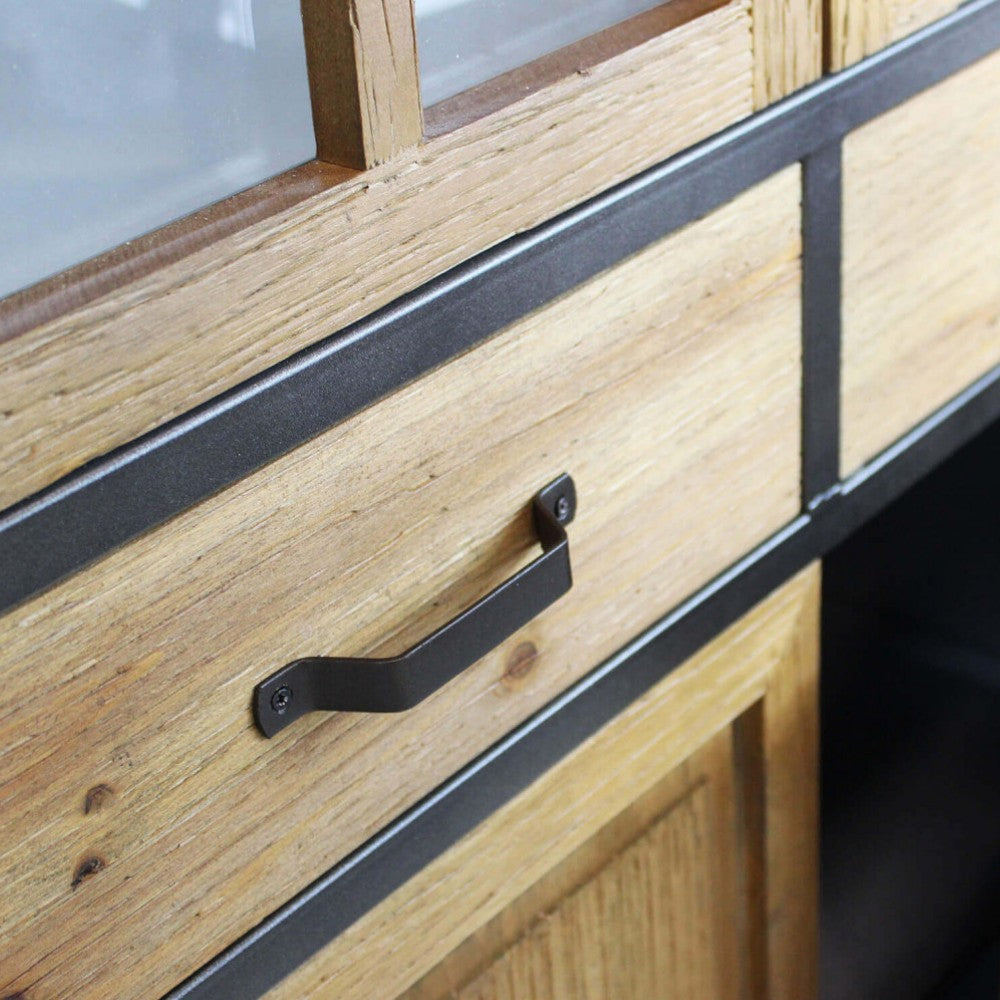 Mobile credenza in legno e acciaio con ante e ripiani per organizzazione 78,5x41,5xH175 cm