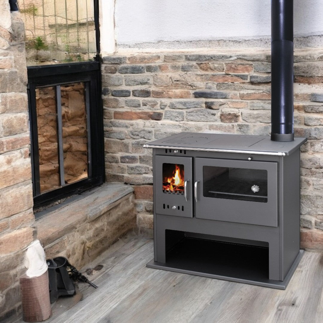 <transcy>Wood stove kitchen with anthracite oven 10.5 kw Folk Superior</transcy>