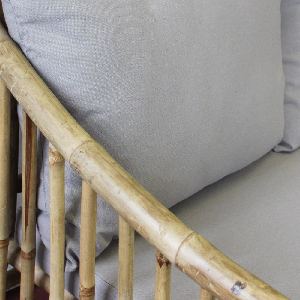 Divano rettangolare in legno bamboo marrone con cuscini 195x67xH35/80 cm Bronx