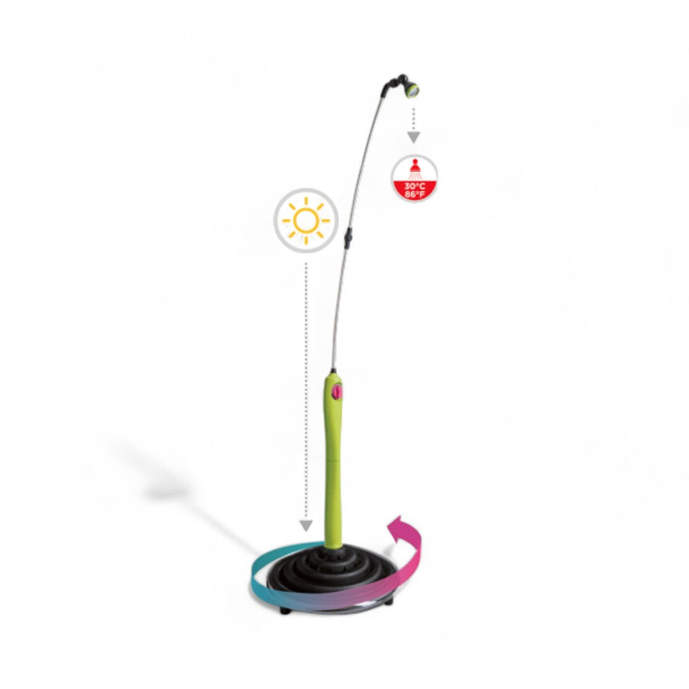 Doccia solare da giardino con serbatoio captatore solare e miscelatore sunny