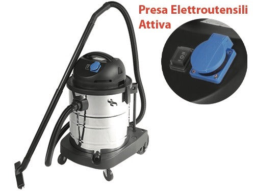 Bidone aspiratutto aspiracenere solidi e liquidi acciaio Inox Lt. 50 Niklas Domo Rac